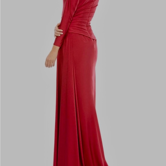 IEENA MAC DUGGAL NWT DRESS Plunge Illusion 10 Burgundy Red - Picture 3 of 7